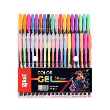 Imagem de Glizi ColorGel, Kit Canetas Gel 36 Cores, Ponta 1.0mm, Cores Neon, Glitter, Pastel e Metálicas