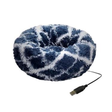Imagem de MotiveTech Cama aquecida USB para gatos, removível, confortável, antiderrapante, almofada de aquecimento elétrica para filhotes e gatinhos, Azul-marinho