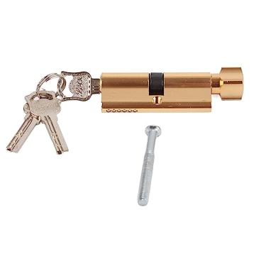 Imagem de Ainoli cilindro fechadura da porta núcleo do de segurança em casa ferramenta alumínio com chave para armário caixa de correio gaveta armário (Ouro)