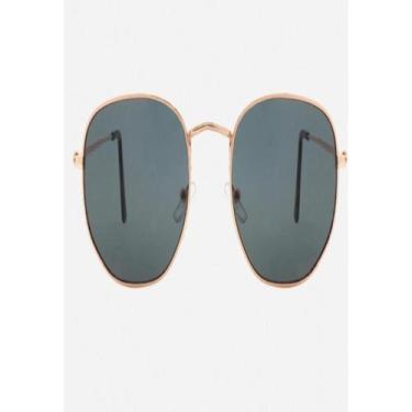 Imagem de Óculos De Sol Uva Hexagonal Dourado Com Preto - Shark Óculos