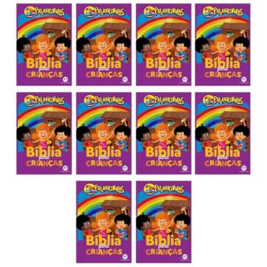Imagem de Kit 10 Bíblias Infantis com Histórias do Antigo e Novo Testamento, Brochura, 128 Páginas, 13,5 x 20 cm, para Crianças Acima de 6 Anos