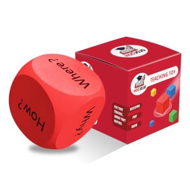 Imagem de HOOJOJO Large Size Question Words Foam Dice Preschool Learning Activities Conversation Learning Cube Classroom Must Haves School & Teacher Supplies (Red)