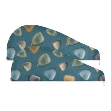 Imagem de SEHANY Toalha de cabelo de microfibra arredondada para mulheres, 2 peças, turbantes de cabelo de secagem rápida com botão, touca de cabelo seco absorvente toalha de secagem de cabelo para cabelos