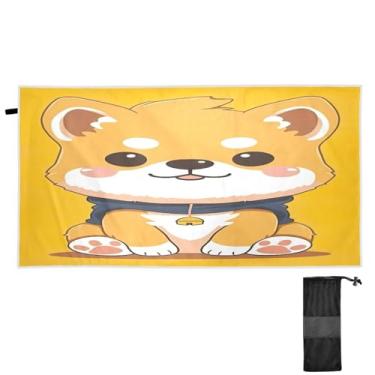 Imagem de ATTX Toalha de praia fofa para cachorro Kawaii 76 x 152 cm - Cobertor leve de microfibra resistente à areia de secagem rápida para piscina, ioga, academia e viagens | Esportes de banho de natação