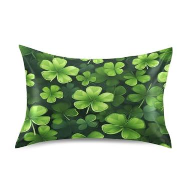 Imagem de Blueangle Fronha de cetim trevo de Dia de São Patrício para cabelo e pele, fronha de seda, tamanho Queen (50,8 x 76,2 cm) - Capas de almofada de cetim com fecho de envelope (415)