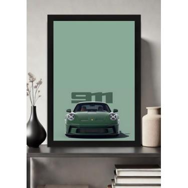 Imagem de Quadro Porsche 911 Porshe com Vidro e Moldura Preta Tam:A4 - Spark Loj