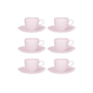 Imagem de Jogo de 6 Xícaras de Chá Oxford Ryo Pink Sand Rosa Claro 220ml com Pires Porcelana