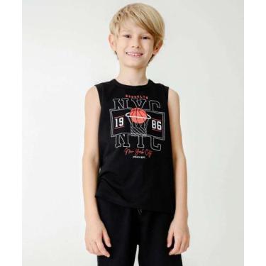 Imagem de Regata Infantil Basquete Tam 4 a 10-67121 - Marisa, Preto, 4