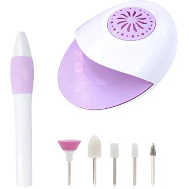Imagem de Aparador Elétrico de Unhas Portátil com Aspiração de Pó – Kit com 5 Ponteiras para Manicure, Pedicure e Uso Profissional