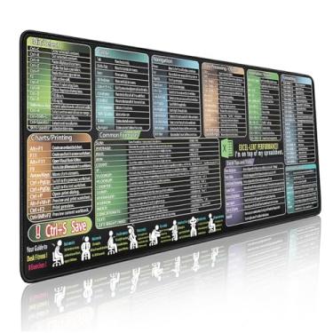 Imagem de Mouse pad de atalho para Excel/Word/PowerPoint/Windows, 11,8 x 31,5 polegadas antiderrapante à prova d'água tapete de mesa com bordas costuradas - tapete de texto Excel para jogos de escritório