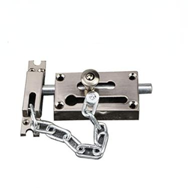 Imagem de Fechadura de corrente de porta, trava de fechadura de porta com corrente anti-roubo, guarda de porta de corrente com trava deslizante, parafuso de barril, trava deslizante de liga grossa resistente