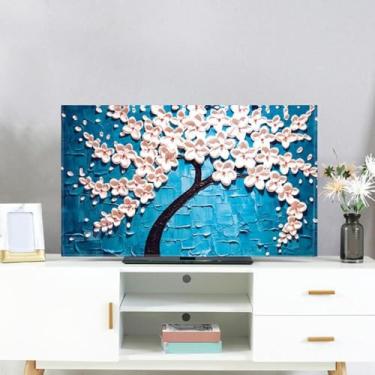 Imagem de WMLTZFUS Capa de TV interna, capa de proteção para exibição de TV flor/pintura de paisagem, protetor de tela de impressão, para pendurar/desktop/protetores de tela LED LCD curvados - Tipo 03||70