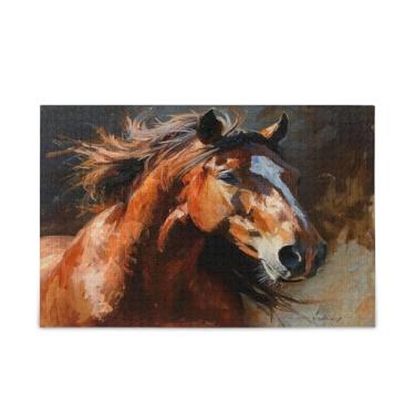 Imagem de STAYTOP Quebra-cabeça de pintura de arte de cavalo para adultos ou crianças, 500 peças, jogo divertido de descompressão intelectual para a família, presente de brinquedo de Natal