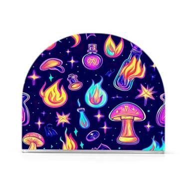 Imagem de Wassud Porta-guardanapos acrílico para cogumelos Hallween, dispensador de guardanapos de papel moderno em forma de U para mesa, cozinha, sala de jantar, bancada 1 peça (comporta 50-60 guardanapos)