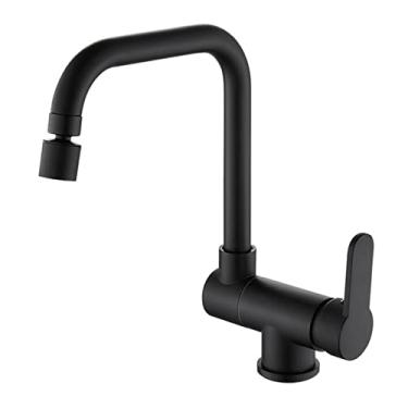Imagem de YYBOES Torneira misturadora de pia de cozinha dobrável dentro da janela torneiras de cozinha torneiras de cozinha latão giratório torneira de pia de cozinha água quente e fria - preto