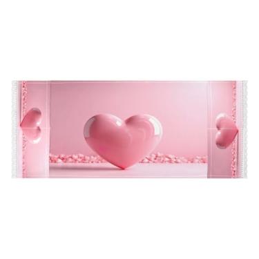 Imagem de Wassud Capas de lavadora e secadora Pink Love Heart, protetor de lavadora com sacos de armazenamento, capa de geladeira à prova de poeira com bolsos para lavanderia doméstica, cozinha, 120 x 55 cm