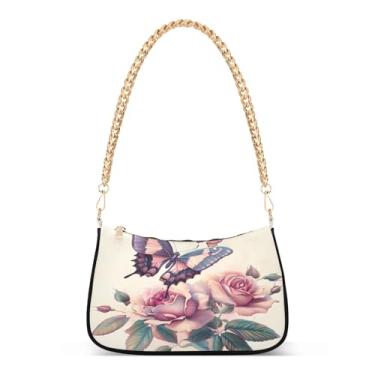 Imagem de CEBUGI Bolsas transversais femininas bolsa de ombro borboleta rosa bolsa clutch elegante com alça de corrente
