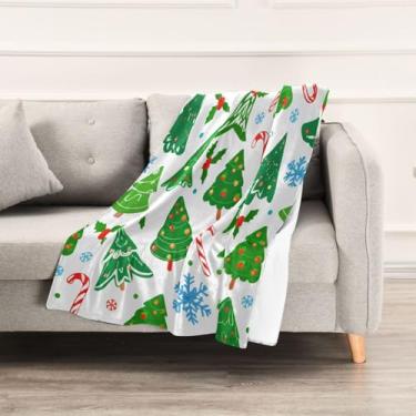 Imagem de Wassud Cobertores e mantas de Natal de 152 x 228 cm para árvores de Natal e flocos de neve para sofá, cobertores quentes aconchegantes de lã de pelúcia para cama, sofá, cadeira, decoração de casa