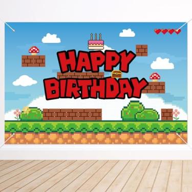 Imagem de Painel de Fundo para Festa de Aniversário, 150x100cm com Tema Videogame e Desenho Animado Ideal para Crianças Meninos e Meninas