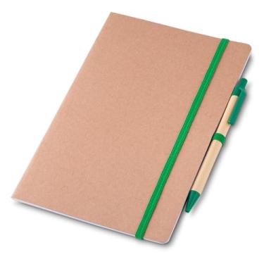 Imagem de Genérico, Caderno A5, Capa em Papel Kraft, Verde, com Caneta, Material Escolar para Trabalho, Estudo e Viagens
