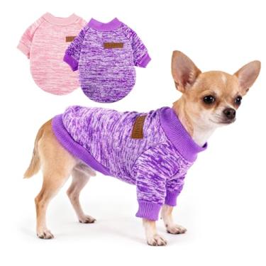 Imagem de hoyuwak 2 peças de suéteres para cães pequenos, quente, inverno, outono, tricô, filhotes, roupas grossas, para chihuahua yorkie