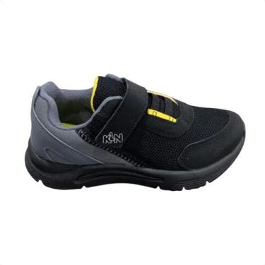 Imagem de Tênis Corrida Infantil Klin New Sport Preto, Preto, Grafite, Amarelo, 