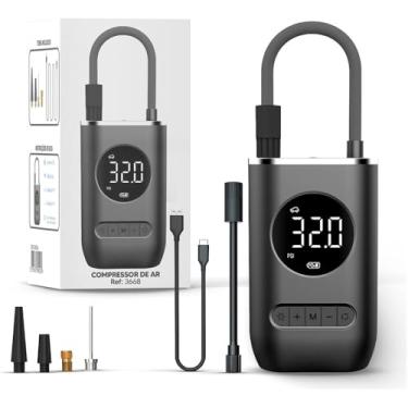 Imagem de Calibrador Portátil Compressor Bomba De Ar Digital Com Lanterna LED para Encher Pneus de moto,carro,bicicleta,bola,bike premium