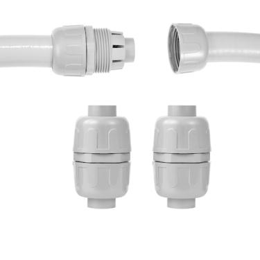 Imagem de Aandxmok (2 peças) Conector NPT 3/10.2 cm, conector de extremidade dupla de conduíte flexível de PVC, reto de 180 graus, conector de conduíte bidirecional, acessórios de conduíte elétrico