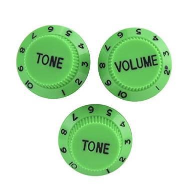Imagem de LiebeWH Botões de Controle de Volume de Guitarra, Botões de Controle de Tom de Guitarra de Plástico, 3 Pacotes para Elétrica St Sq, Fácil Instalação e Superfície Lisa (Verde)