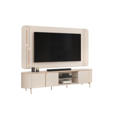 Imagem de Home Estante Ariana 3 Portas E Cantos Arredondados Off White