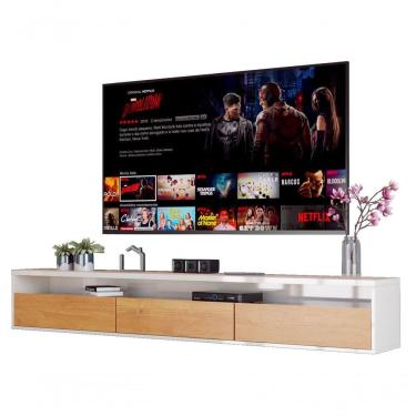 Imagem de Rack Suspenso Para Tv Life 1.8 Nature Com Off White - Móveisaqui