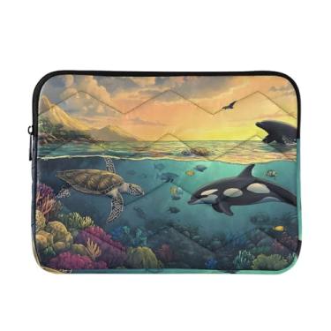 Imagem de Capa acolchoada para laptop subaquática pôr do sol amarelo à prova de choque capa protetora para notebook bolsa para laptop 14 polegadas