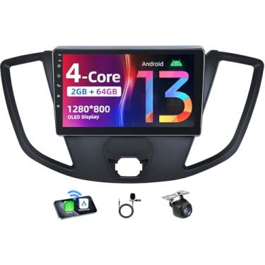 Imagem de [4 núcleos + 64 GB] Rádio estéreo para Ford Transit 2015 2016 2017 2018 2019: tela sensível ao toque HD de 9 polegadas 1280 x 800 com câmera de backup CarPlay Android Auto Bluetooth 5GWIFI GPS