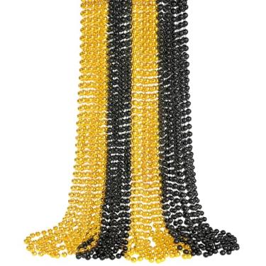 Imagem de SHAOQINLIN 12 colares de contas douradas pretas de ano novo, 83 cm, colares de véspera de ano novo, acessórios para feliz dia de ano novo, Halloween, Natal, lembrancinhas de festa de carnaval