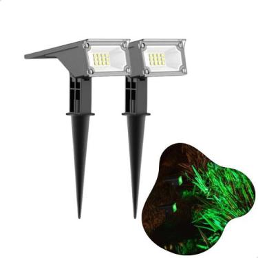 Imagem de Kit 2 Luminária LED Spot Solar Verde Espeto Jardim 10 Lúmens - ECOFORC