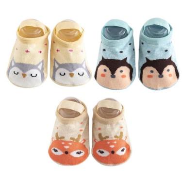 Imagem de Kit 3 Meias Sapatilhas Antiderrapante Pietra Baby Infantil Unissex Alg