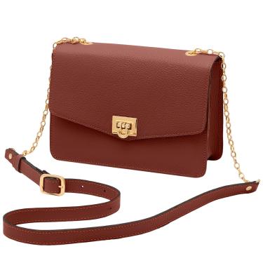 Imagem de Mariart Margarida Bolsa Transversal Feminina de Couro Bovino Legítimo (Terracota)