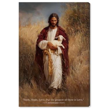 Imagem de Faith Hope and Love Impressão em tela Jesus Wall Art por Art Remedy, Gallery Wrapped, 25 x 38 cm