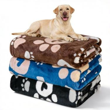 Imagem de Gowyeg Cobertores de flanela premium para cães e gatos grandes, lavável, capa macia para cama de caixa de canil, estampa de pata fofa, 104 x 78 cm