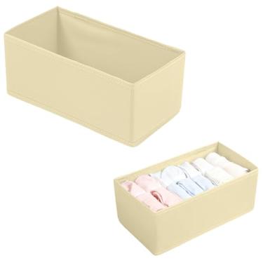 Imagem de Caixa de armazenamento de pano dobrável organizador de gavetas para roupas íntimas sutiãs, meias, gravatas, cachecóis (branco, médio)
