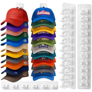 Imagem de Pacote com 2 organizadores de chapéus para bonés de beisebol, suporte destacável para chapéus de parede, comporta até 22 chapéus, organizador de bonés de beisebol, cabides para parede, armário, porta