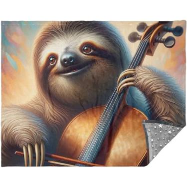 Imagem de Manta verde para violoncelo preguiça personalizada e aconchegante para sofás cobertor super macio de animais 177,8 cm x 139,7 cm