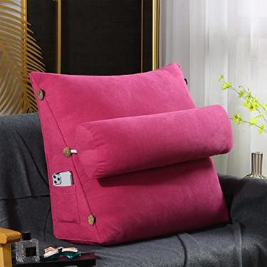 Imagem de Travesseiro de leitura e TV, almofada de cunha traseira com travesseiro de pescoço ajustável e bolsos, travesseiro de leitura para descanso de cama em casa, travesseiro de suporte para as costas