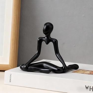 Imagem de Estátua de pensador abstrato, estátua de escultura abstrata minimalista branca, decoração de arte moderna para decoração de mesa de escritório em casa (estilo preto B)