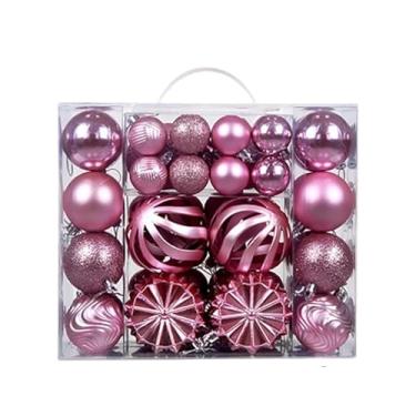 Imagem de Nishiyuenyi Conjunto de 48 Bolas de Natal para Decoração de árvore, com Aro para Pendurar, Enfeites Natalinos para Festas Ao Ar Livre, Rosa, Tamanho real