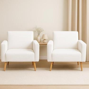 Imagem de Kit 2 capas poltrona tradicional sala- ajustavel premium Cor:Branco - 