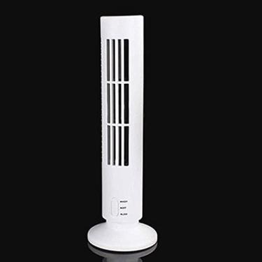 Imagem de MOLVUS Mini ventilador de torre portátil silencioso sem lâminas ventilador elétrico de 2 velocidades Ventilador de torre alimentado por USB Ventilador de ar condicionado vertical para (cor: branco) yubin1993 (cor: branco)