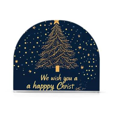 Imagem de Porta-guardanapos de mesa azul escuro árvore de Natal nevado, suporte de guardanapos de papel, pacote com 2, porta-guardanapos de piquenique