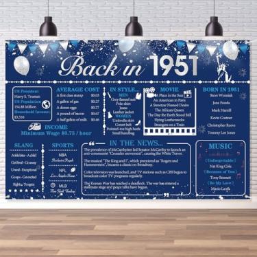 Imagem de Back in 1951 Banner de parede grande, estilo retrô, 75º aniversário, casamento, aniversário de 75 anos, reunião de classe, pôster de fundo para homens, mulheres, artigos de decoração de festa
