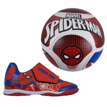 Imagem de Kit Chuteira Marvel + Bola Spider Man Infantil Ve-Unissex
